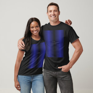 An intricate blue geometric pattern with symmetric T-Shirt