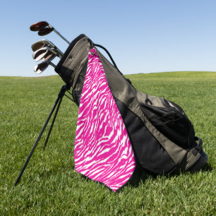 An intricate floral pattern in pink and white, art golf towel