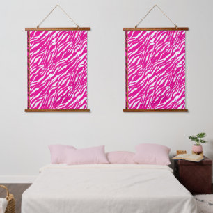 An intricate floral pattern in pink and white, art hanging tapestry
