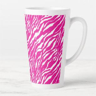 An intricate floral pattern in pink and white, art latte mug