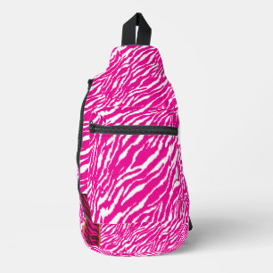 An intricate floral pattern in pink and white, art sling bag