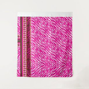 An intricate floral pattern in pink and white, art tapestry