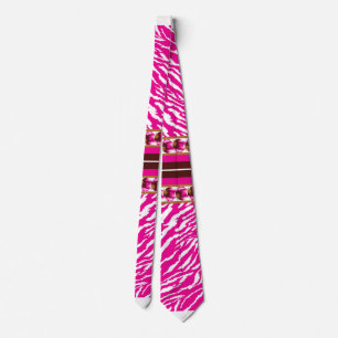 An intricate floral pattern in pink and white, art tie