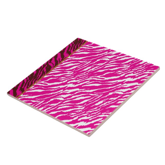 An intricate floral pattern in pink and white, art tile (Side)