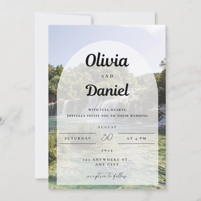 An invitation with the background of natural water (Front)