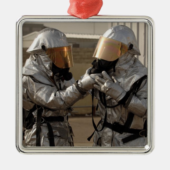 An Iraqi firefighter Metal Tree Decoration (Front)