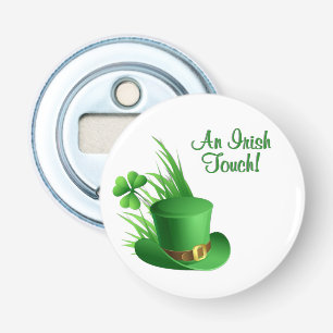 An Irish Touch Leprechaun Clove Hat in Grass Bottle Opener