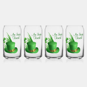 An Irish Touch Leprechaun Clove Hat in Grass Can Glass