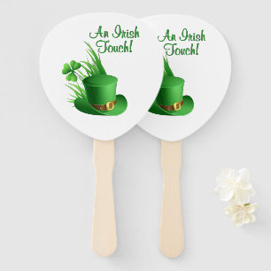 An Irish Touch Leprechaun Clove Hat in Grass Hand Fan