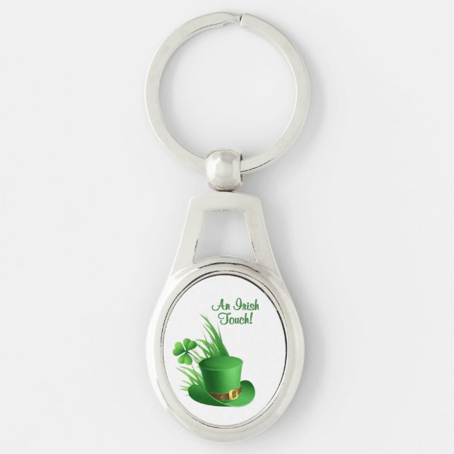 An Irish Touch Leprechaun Clove Hat in Grass Key Ring (Front)