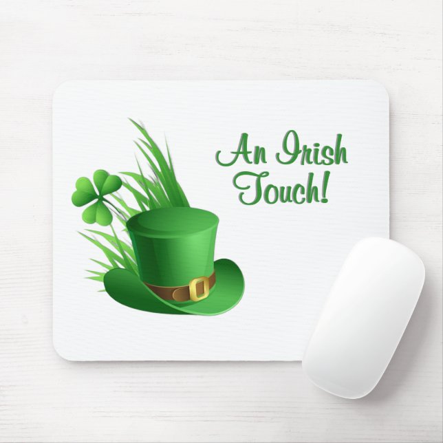 An Irish Touch Leprechaun Clove Hat in Grass Mouse Mat (With Mouse)