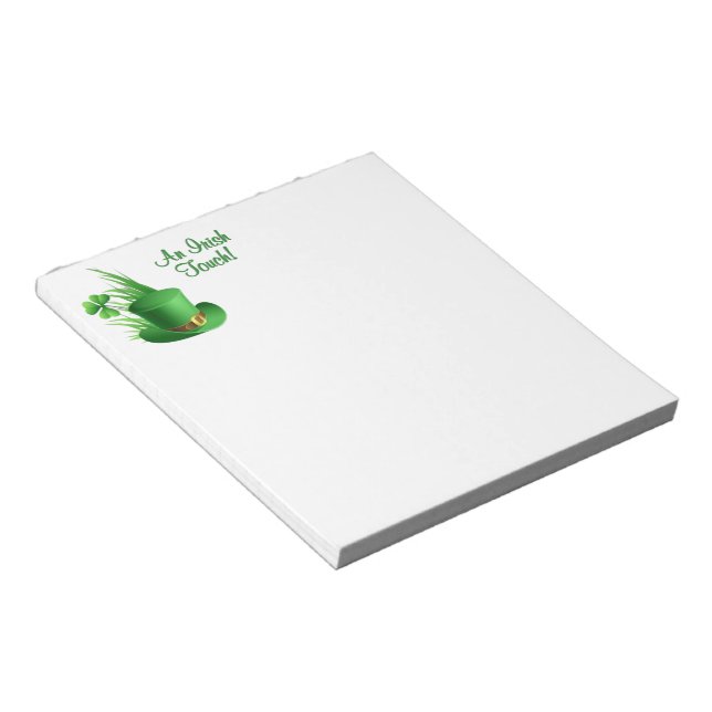 An Irish Touch Leprechaun Clove Hat in Grass Notepad (Angled)