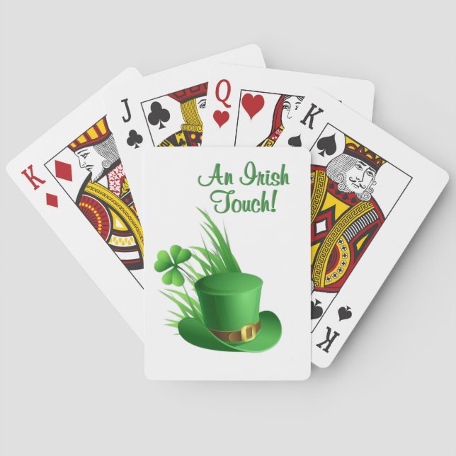 An Irish Touch Leprechaun Clove Hat in Grass Playing Cards (Back)
