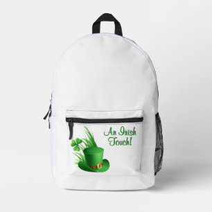 An Irish Touch Leprechaun Clove Hat in Grass Printed Backpack