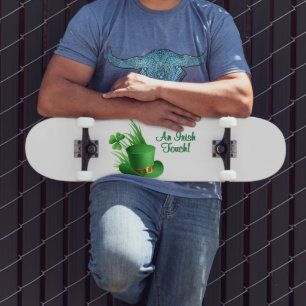 An Irish Touch Leprechaun Clove Hat in Grass Skateboard