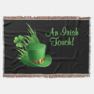 An Irish Touch Leprechaun Clove Hat in Grass Throw Blanket