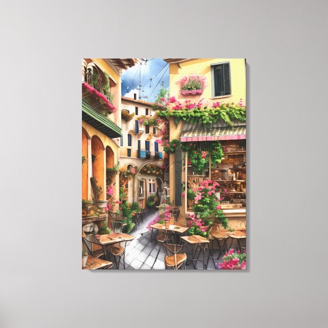 An Italian Street Scene Ephemera Design Series 23 Canvas Print (Front)