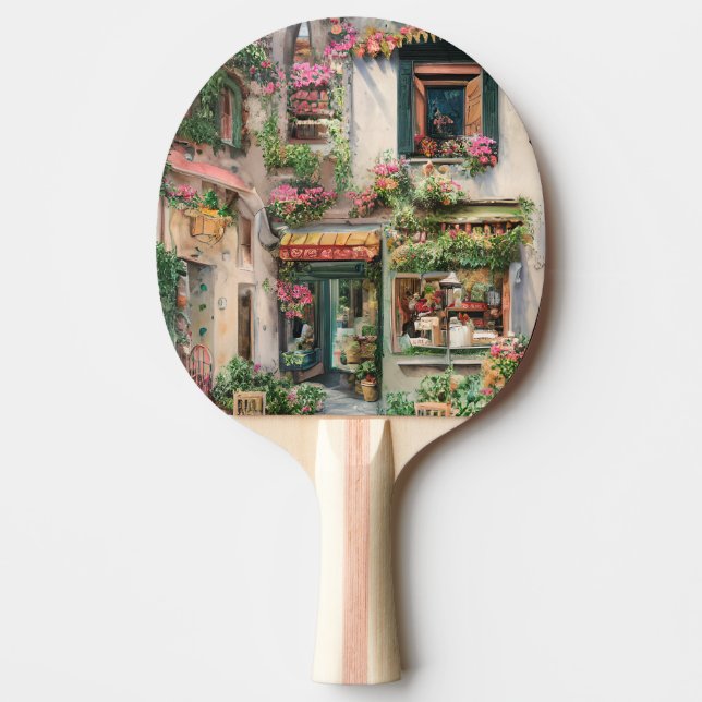 An Italian Street Scene Ephemera Design Series 24 Ping Pong Paddle (Front)