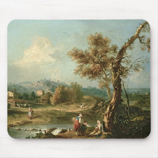 An Italianate River Landscape with Travellers Mouse Mat (Front)
