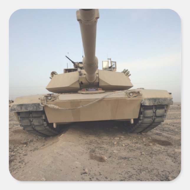 An M-1A1 Main Battle Tank Square Sticker (Front)