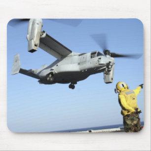 An MV-22 Osprey launches from the USS Nassau Mouse Mat