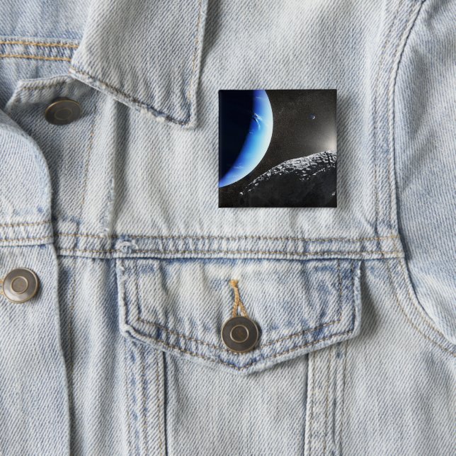 An Neptune's Tiny Moon Hippocamp. 15 Cm Square Badge (In Situ)