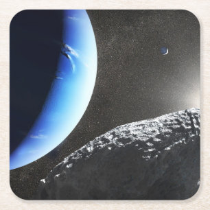 An Neptune's Tiny Moon Hippocamp. Square Paper Coaster