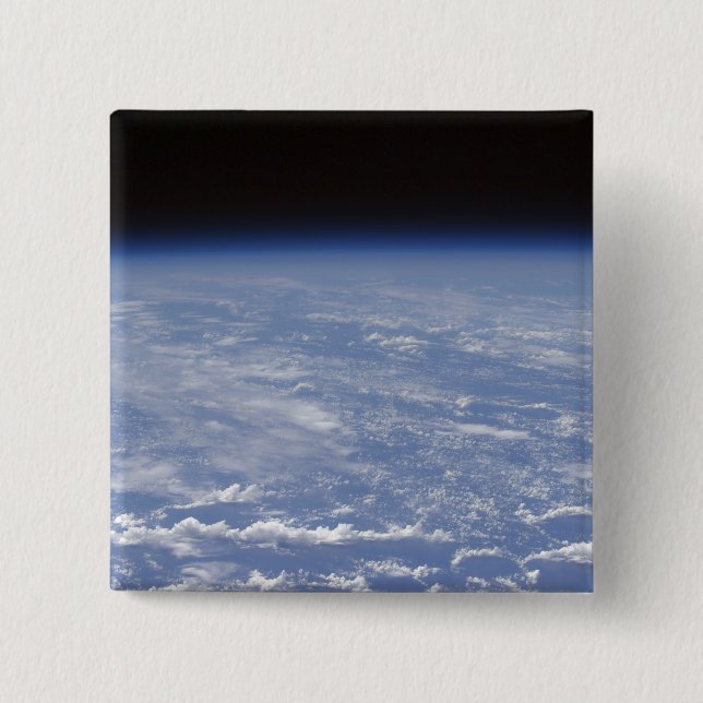 An oblique horizon view of the Earth's atmosphe 15 Cm Square Badge (Front)