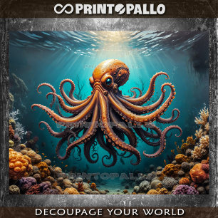 An octopus ocean underwater with the coral reef  tissue paper