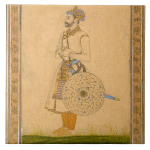 An Officer, standing, with sword and shield, from Tile