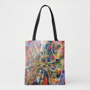 An oil painting on canvas. Music, the girl plays m Tote Bag