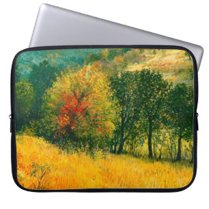 An oil painting on canvas of a seasonal autumn rur laptop sleeve