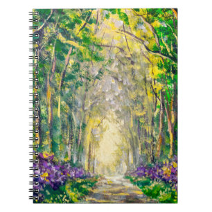 An oil painting on canvas of a seasonal landscape notebook