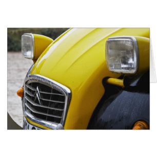 An old black and yellow Citroen 2CV 2 CV, detail