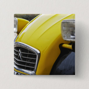 An old black and yellow Citroen 2CV 2 CV, detail 15 Cm Square Badge