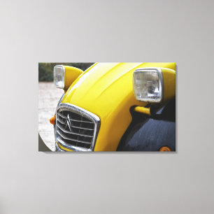 An old black and yellow Citroen 2CV 2 CV, detail Canvas Print