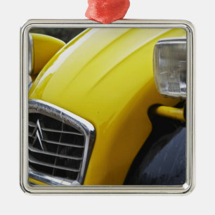 An old black and yellow Citroen 2CV 2 CV, detail Metal Tree Decoration
