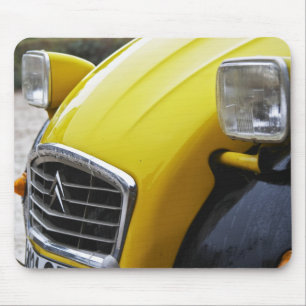 An old black and yellow Citroen 2CV 2 CV, detail Mouse Mat