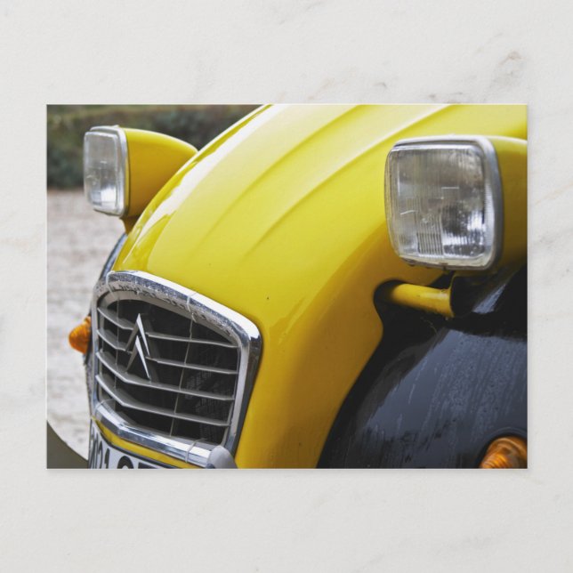 An old black and yellow Citroen 2CV 2 CV, detail Postcard (Front)