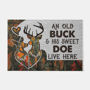 An Old Buck And His Sweet Doe, Deer Couples Doormat