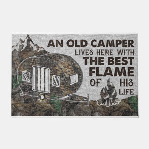 An Old Camper Live Here Doormat, Camping Decor Doormat