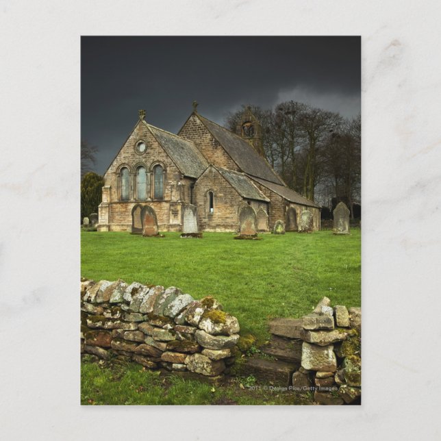 An Old Church Under A Dark Sky Postcard (Front)
