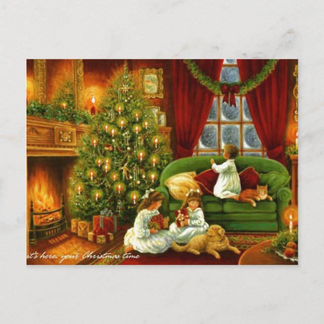 An Old Fashioned Christmas Holiday Postcard (Front)