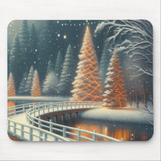 An Old-Fashioned Melancholy Snowy Christmas Scene Mouse Mat