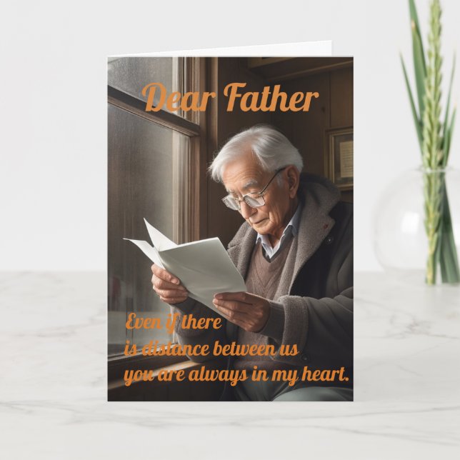 An Old Father Reading a Letter Greeting Card (Front)