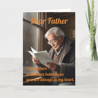 An Old Father Reading a Letter Greeting Card