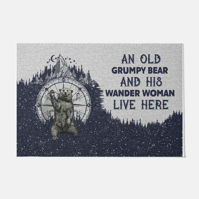 An Old Grumpy Bear And His Wander Woman Doormat (Front)