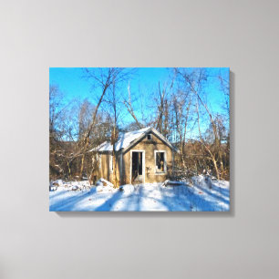 An Old House in the Snow Canvas Print