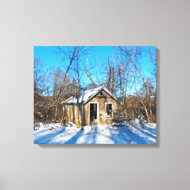 An Old House in the Snow Canvas Print (Front)