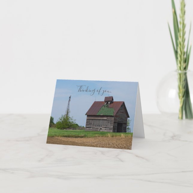 An Old Illinois Barn Thinking Of You Card (Front)